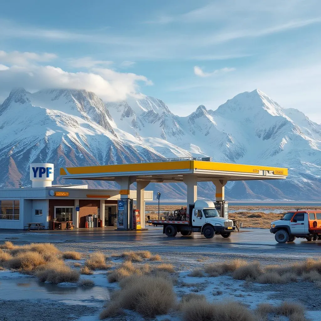 Estación YPF en ruta patagónica